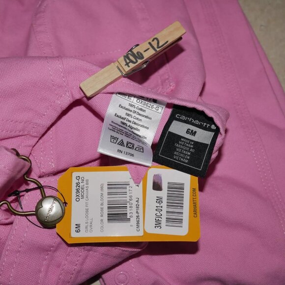 Carhartt Bib Overalls Pink Infant Size 3M 6M 12M Valentines Day Outfit Barbie - Picture 5 of 7